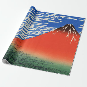 Papier Cadeau Red Fuji Hokusai Ukiyo-e Découpage d'art japonais