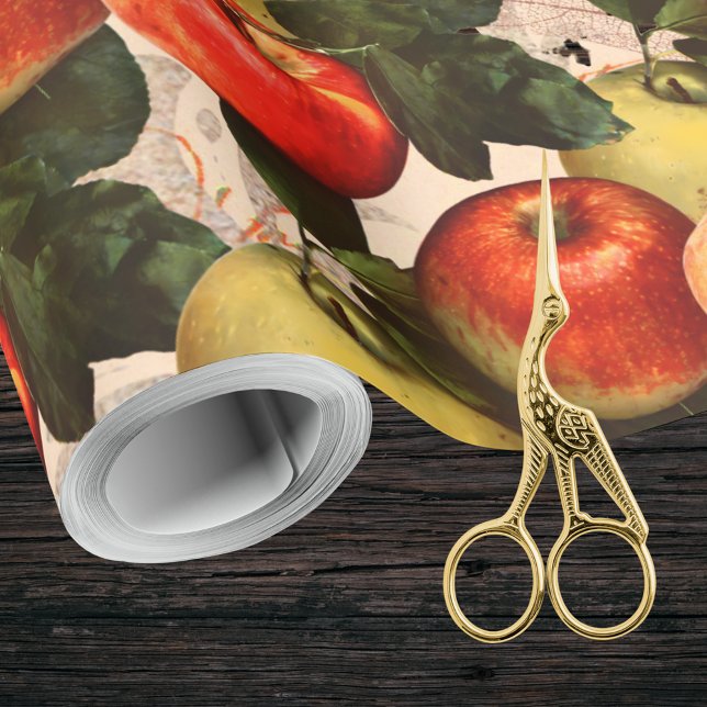 Papier Cadeau Red Gold Harvest Apple Motif - Idée cadeau de l'en (Créateur téléchargé)