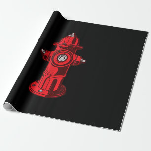 Papier Cadeau Red Graphic Fire Hydrant Pompier Cadeaux de travai