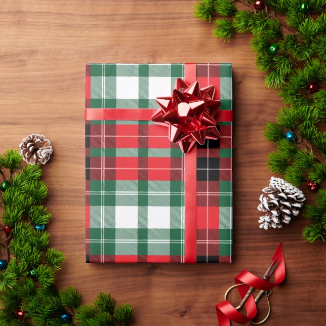 Papier Cadeau Red Green Plaid Motif vacances Noël moderne (Cadeau de vacances)