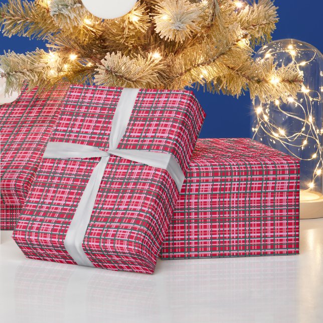 Papier Cadeau Red Green Retro Christmas Plaid Festive Classic (Vacances)