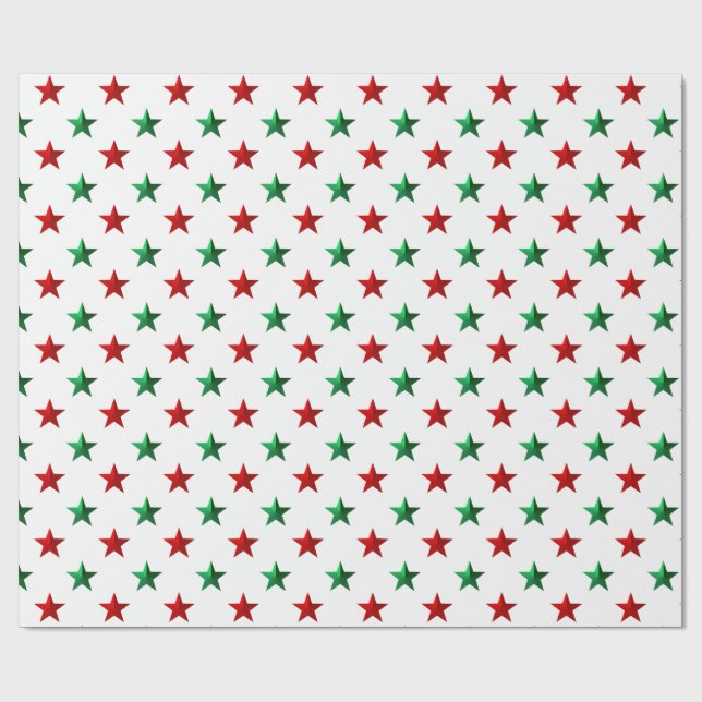 Papier Cadeau Red Green Stars (Plat)