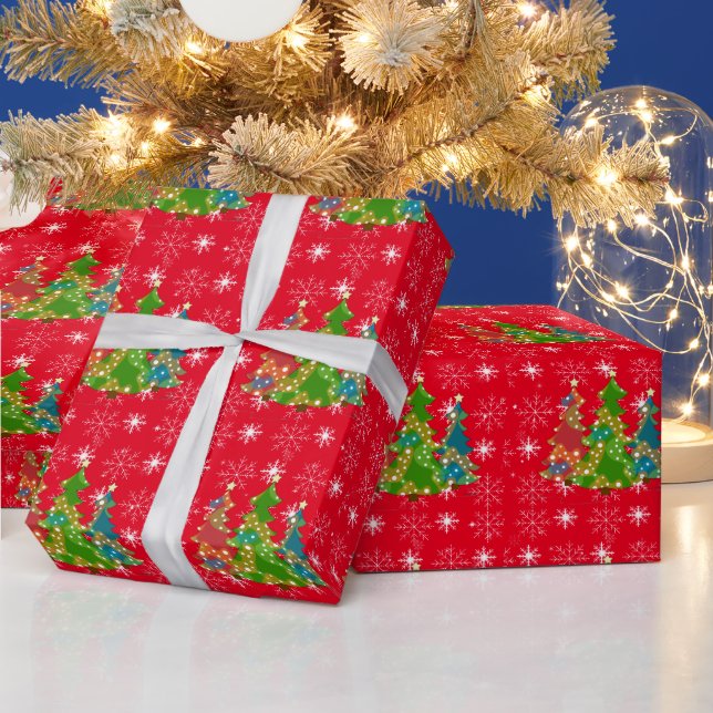 Papier Cadeau Red Happy Holidays, Festive Modern Wrapper Paper (Vacances)