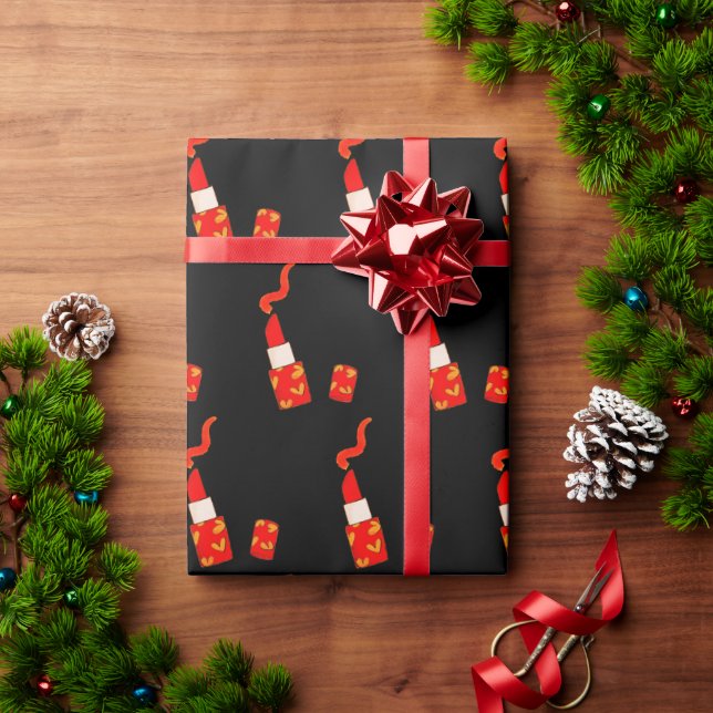 Papier Cadeau Red Heart Lipstick Pop Art Design (Cadeau de vacances)