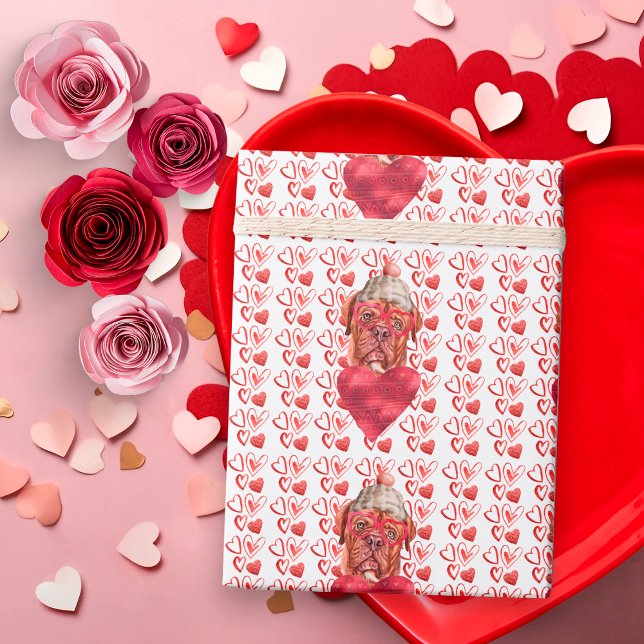 Papier Cadeau Red Hearts Français Mastiff Amoureux des chiens Va (Créateur téléchargé)