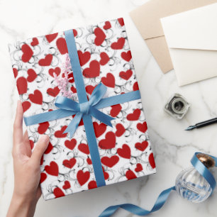 Papier Cadeau Red Hearts motif Valentine's Day emballage papier