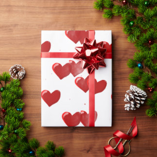 Papier Cadeau Red Hearts Wrapping Paper