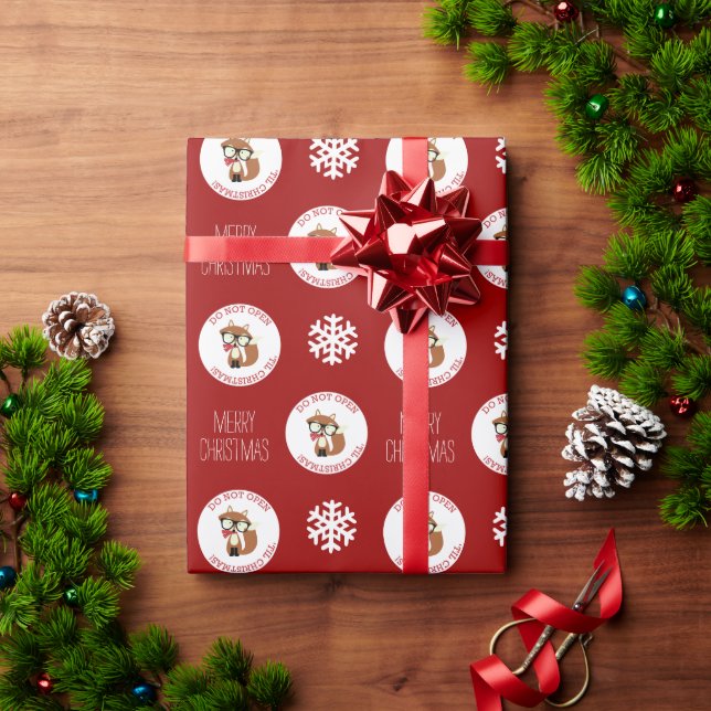 Papier Cadeau Red Hipster Holiday Fox personnalisé (Cadeau de vacances)