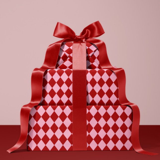 Papier Cadeau Red & Pink Argyle Christmas Wrapping Paper (Créateur téléchargé)