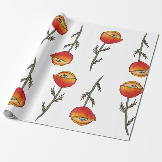 Papier Cadeau Red Poppy Tout Voir Le Papier D'Enveloppement (Déroulé)