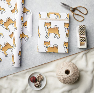 Papier Cadeau Red Shiba Inu mignon Motif de dessin animé chien