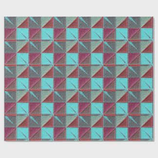 Papier Cadeau red, teal, purple, and gray quilt