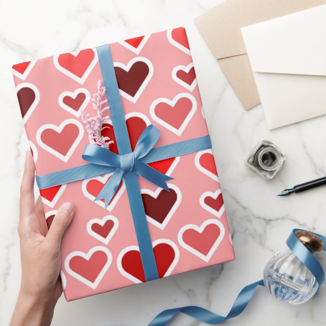 Papier Cadeau Red Valentine's Day Love Hearts (Cadeaux)