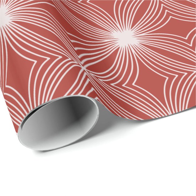 Papier Cadeau Red White menthe bonbon starburst Festive (Coin rond)
