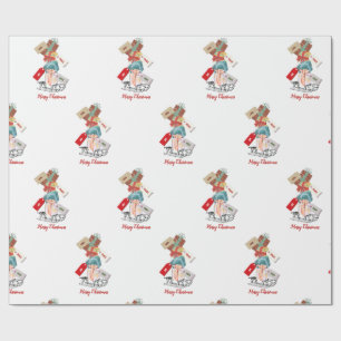 Papier Cadeau Red White Winter Wonderland Joyeux Noël