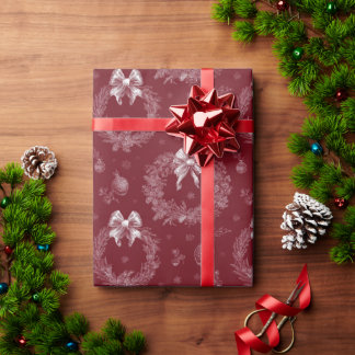 Papier Cadeau Red Wreath Vintage Elegant Gift Wrapping Paper