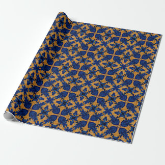 Papier Cadeau Regal Blue et Gold Motif Crest Heraldry
