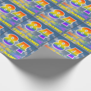 Papier Cadeau Regard "84" d'arc-en-ciel et "JOYEUX