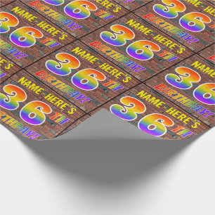 Papier Cadeau Regard Arc-en-ciel de Graffiti 36 ANS! & Nom perso
