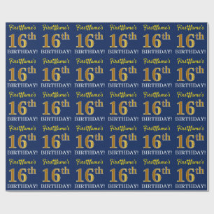 Papier Cadeau Regard bleu et d'imitation "16ème ANNIVERSAIRE "