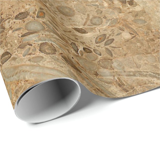 Papier Cadeau Regard fossile de marbre Brown (Coin rond)