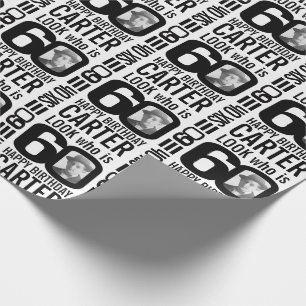 Papier Cadeau Regardez qui est 60 photos personnalisées mono 60e