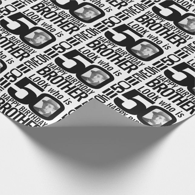 Papier Cadeau Regardez qui est le 50e anniversaire du frère phot (Coin)