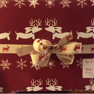 Papier Cadeau Reindeer Dachshund Snowflakes Enveloppement Cadeau