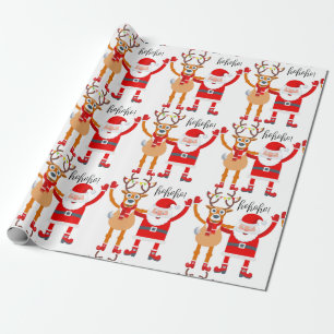 Papier Cadeau Reindeer et Père Noël Wrapper Paper