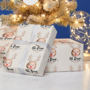 Papier Cadeau Reindeer Tan Funny Noël Vacances Papier d'envelopp