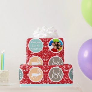 Papier Cadeau Reinder photo de famille de monnaie Noël Joyeux fe