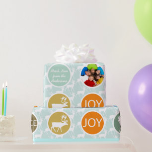 Papier Cadeau Reinder photo de famille de monnaie Noël Joyeux fe