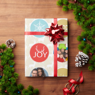 Papier Cadeau Reinder photo de famille de monnaie Noël Joyeux fe