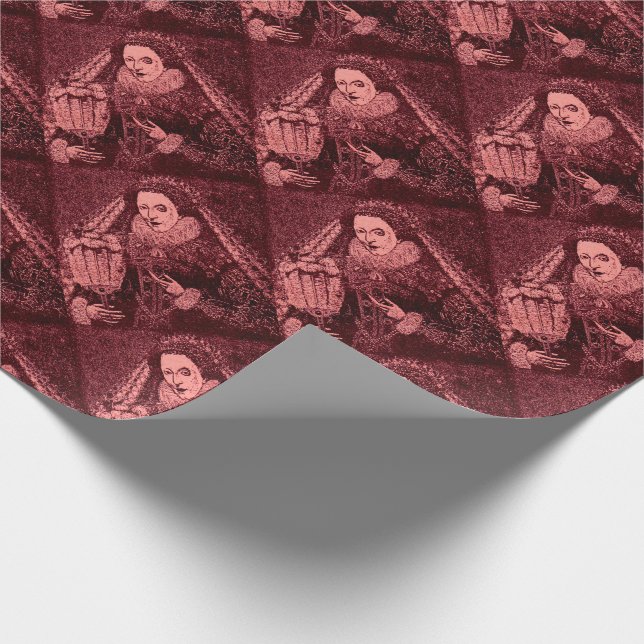 Papier Cadeau Reine Elizabeth I en papier rose (Coin)