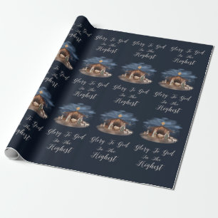 Papier Cadeau Religieux Jésus Nativité chrétien