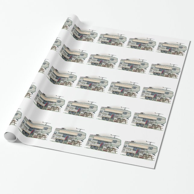 Papier Cadeau Remorque mignonne de voyage de campeur de (Déroulé)