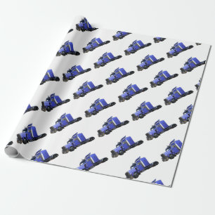 Papier Cadeau Remorque semi-tracteur en métal bleu