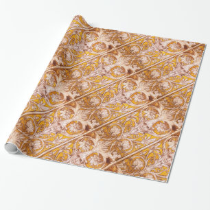 PAPIER CADEAU RENAISSANCE FACE GROTESQUE WITH GOLD WHITE FLORAL