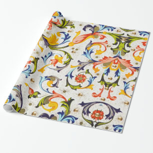 PAPIER CADEAU RENAISSANCE FLORENTINE EAUX FLORALES, FLEURS