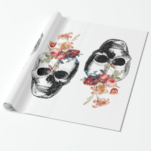 Papier Cadeau Renaissance - Les crânes fleurissent
