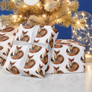 Papier Cadeau Renard Brown à la crème orange