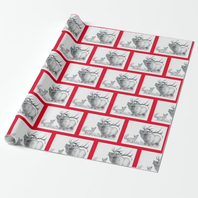 Papier Cadeau Renard et Elk (Déroulé)