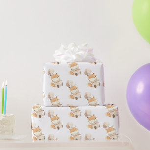 Papier Cadeau Renard moderne simple avec ballons