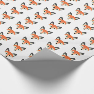 Papier Cadeau Renard rouge - Papier brillant, 30 po x 15 po