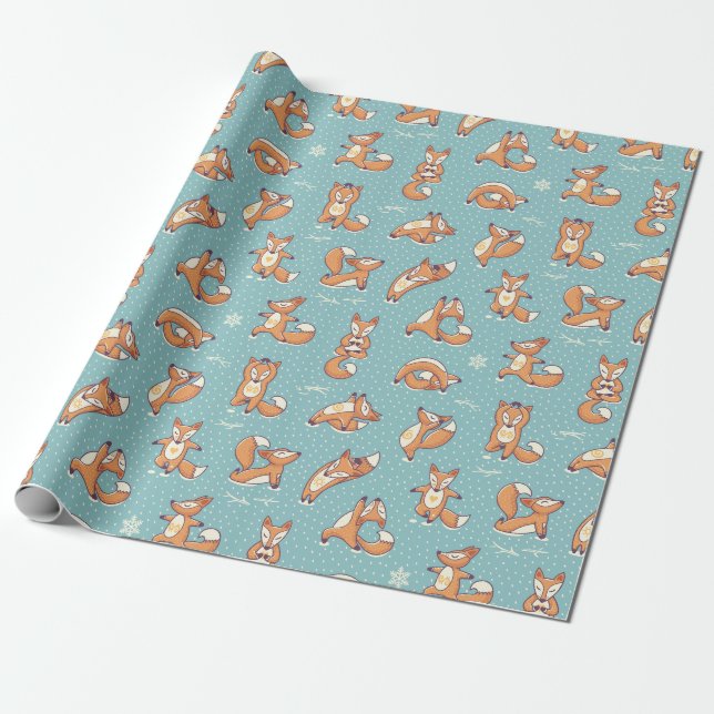 Papier Cadeau Renards de yoga (Déroulé)