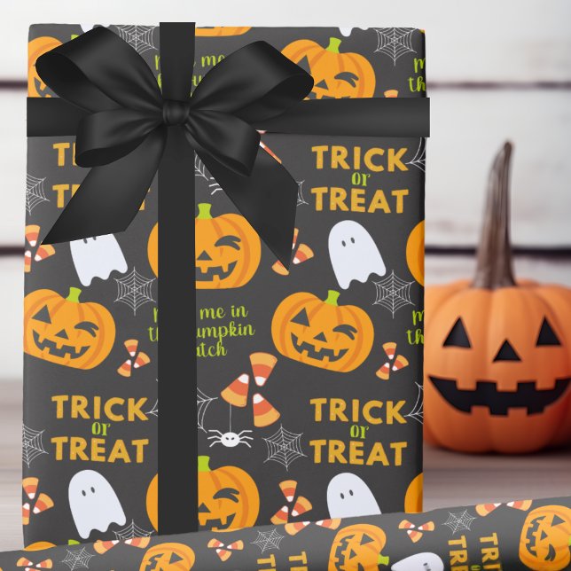 Papier Cadeau Rencontrez-Moi Dans Le Citrouille Patch Fun Hallow (Meet Me In The Pumpkin Patch Fun Halloween Wrapping Paper)