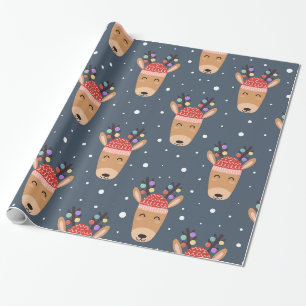 Papier Cadeau Renne Bleu Rustique Mignon Fantaisiste Amusant Vac