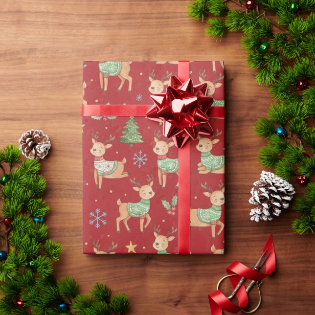 Papier Cadeau Renne, Noël (Cadeau de vacances)