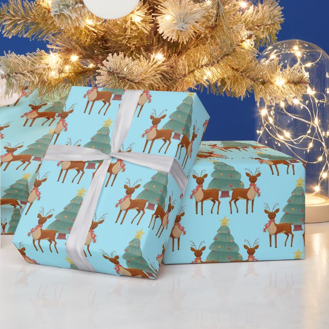 Papier Cadeau Rennes à Noël (Vacances)