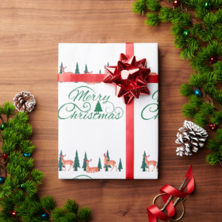 Papier Cadeau Rennes vintage avec chapeaux de Père Noël